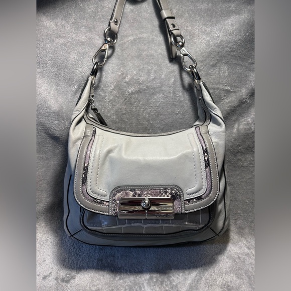 Coach Kristin Spectator 16803 Croc & Python Embossed Leather Hobo - Rehab - Picture 1 of 11